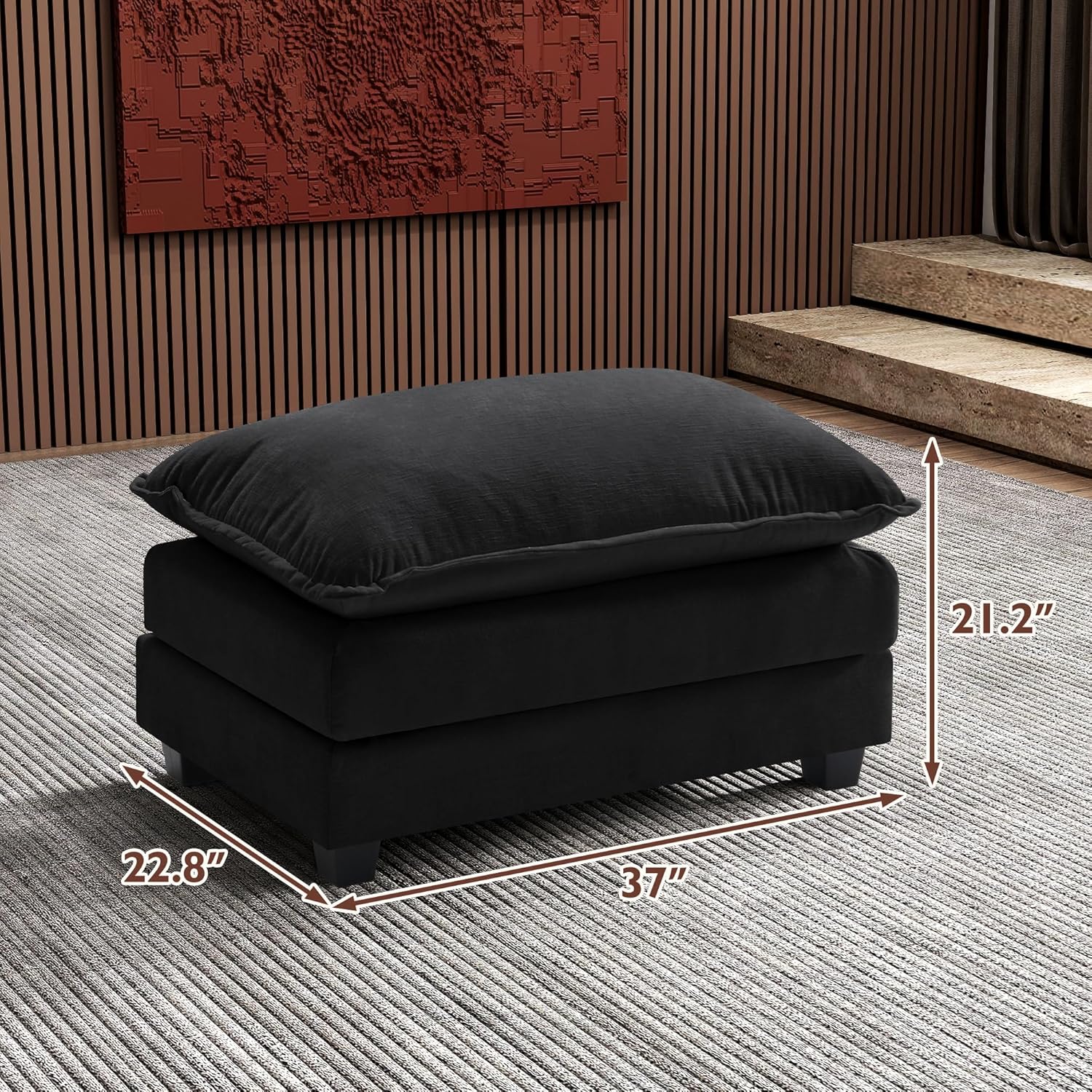111.4 Inch L-Shaped Modern Sofa Modular Cloud Sofa Ottoman 4-Seater Chenille Deep Seat Sofa