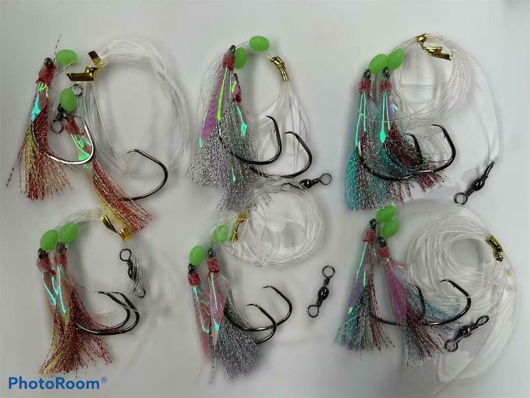6x 8/0 Chemically Sharpened Reef Catcher Flash Reef Rig In 3 Colours Fishing Tackle