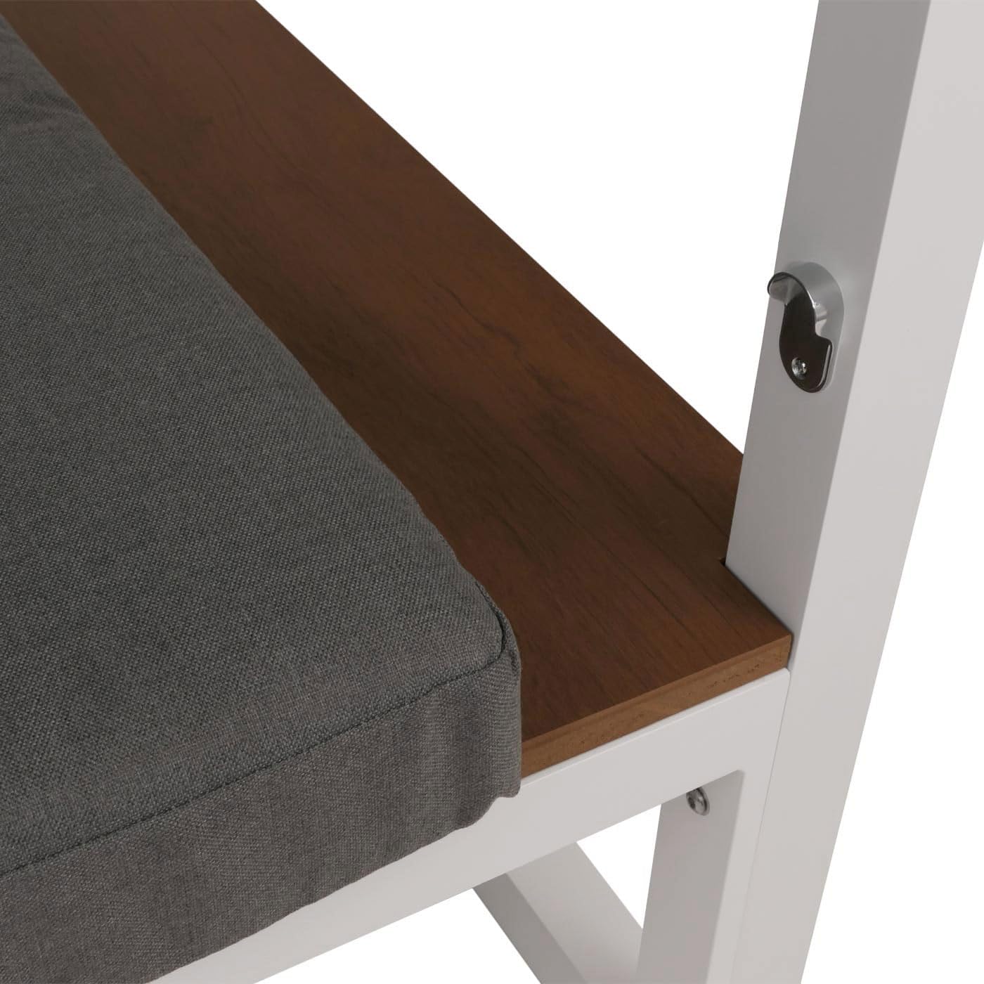 Mendler Aluminium Lounge-Gartenliege HWC-M63b, XL Sonnenliege Daybed, 10cm-Polster 200cm - weiß Polster grau
