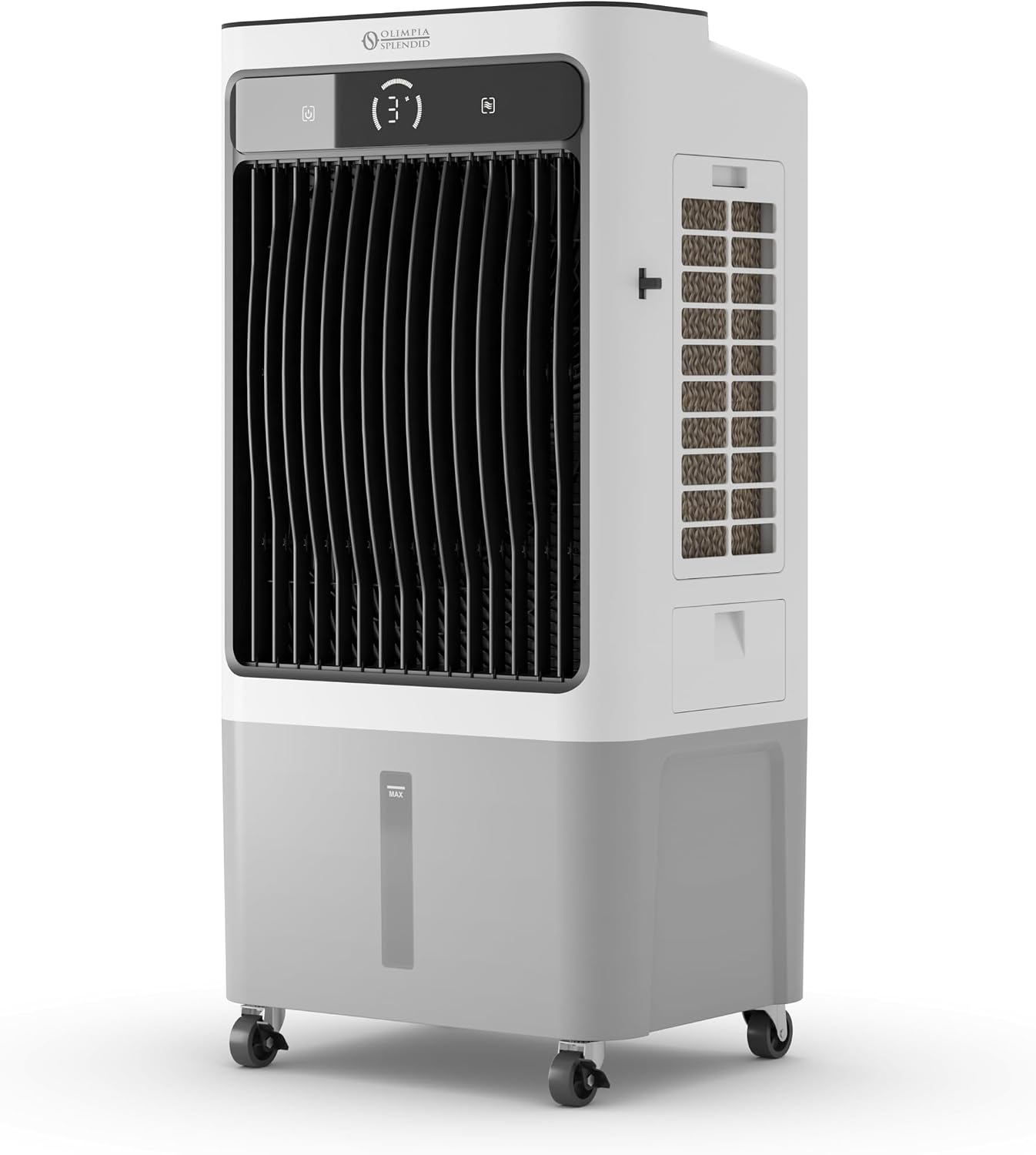 Olimpia Splendid, Peler 40 Verdunstungskühler, 40 Liter, Luftreiniger mit Verdunstungspanel, Kühlung, Belüftung, Touchscreen-Display, Innovatives Design