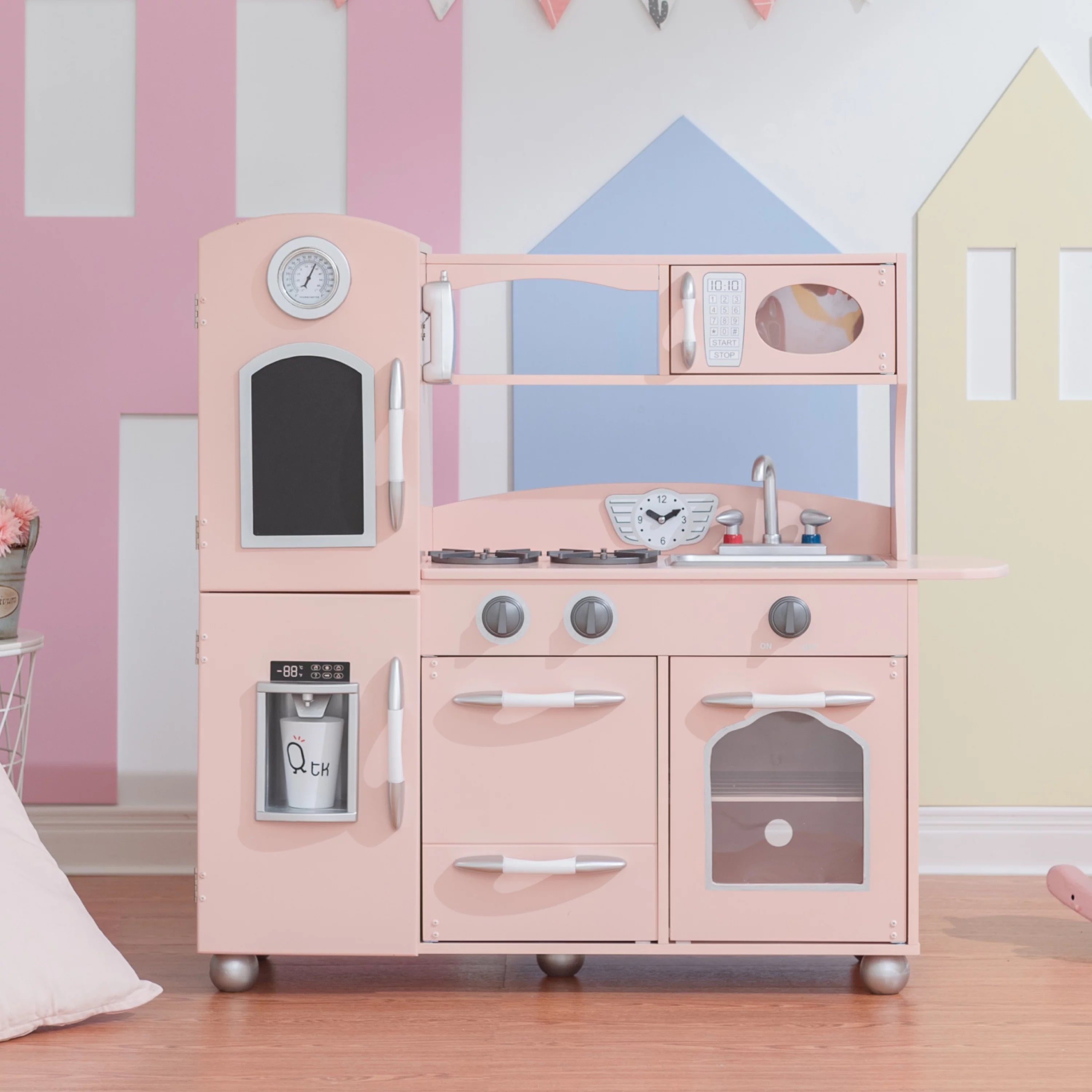 Little Chef Westchester Retro Wooden Play Kitchen Pink