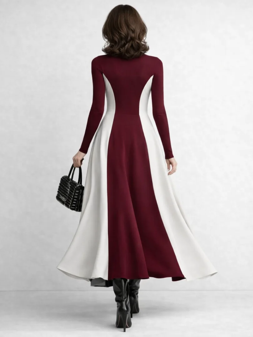 Women��s Black Maxi Dress Sculpted Turtleneck Design