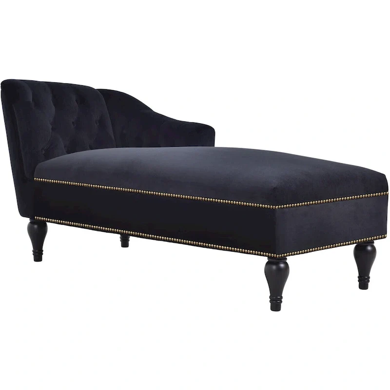 Merax 58  Velvet Button Tufted Right Arm Facing Chaise Lounge
