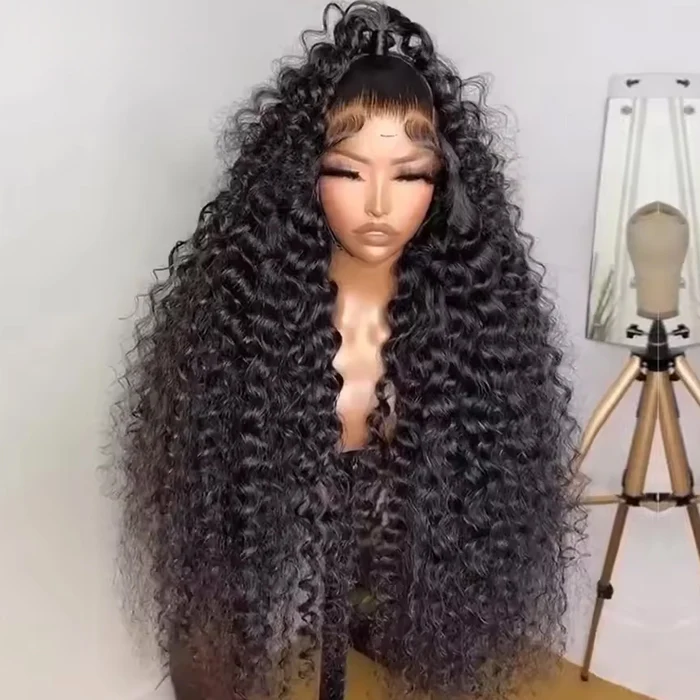 300% Luxury Density Deep Wave HD Lace Frontal Wig Pre Plucked Pre Bleached Human Hair Wigs For Black Women