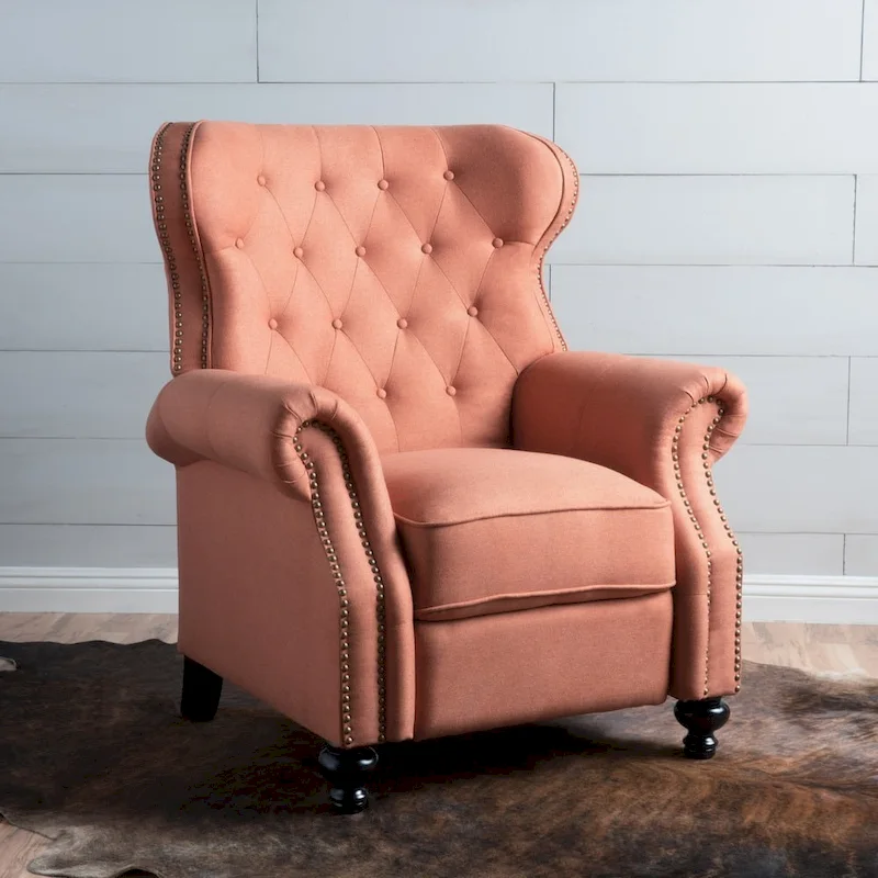 Walder Tufted Nailhead Fabric Recliner by Christopher Knight Home