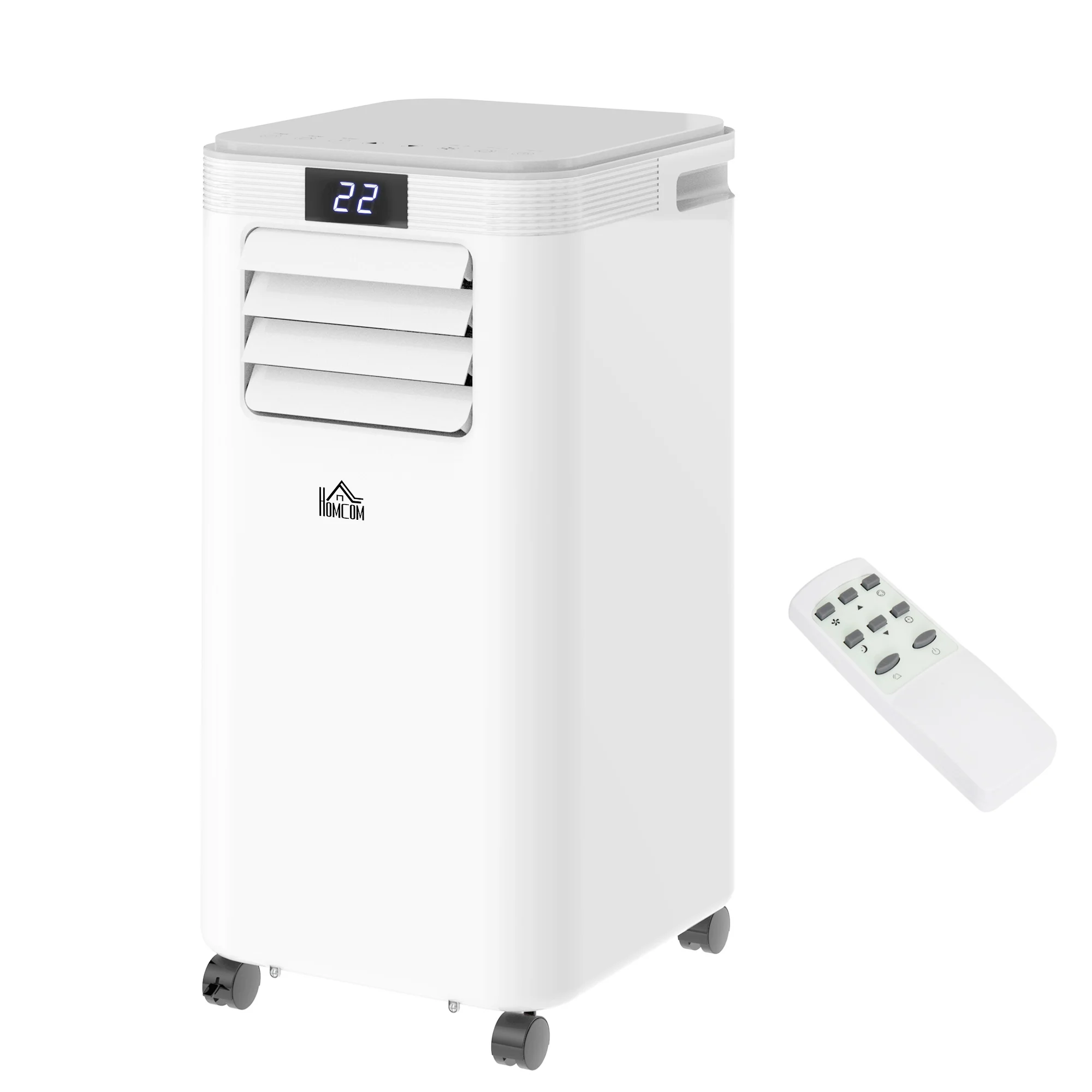 HOMCOM Mobiele airconditioner airconditioner 4 modi afstandsbediening 24u timer ABS wit
