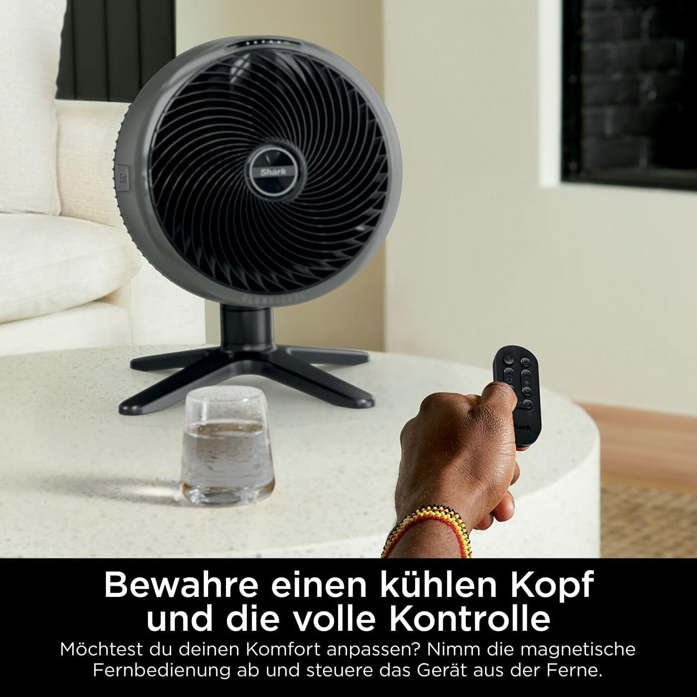 Shark FlexBreeze Ventilator Leise, Hybrid Ventilator Kabelgebunden & Kabellos, Tragbar, für Innen- und Außenbereich, UV- & Wasserbeständig, Ultraleistungsstark, Ultraleise, Weiß FA220EU