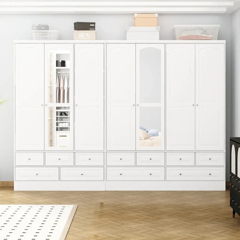 78.7H Combo Twin Wardrobe Set Elegance Meets Utility Armoires Closet