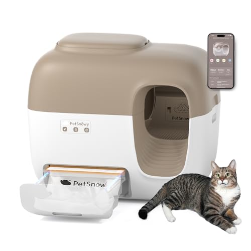 PetSnowy Snow  Lettiera Gatto Autopulente con Stop all'odore di TiO2 alla fonte/Controllo tramite APP/7 livelli di protezione/Rilevamento multiplo di gatti, Max Capacità 83L per gatti 1,5 9 kg : Amazon.it: Prodotti per animali domestici
