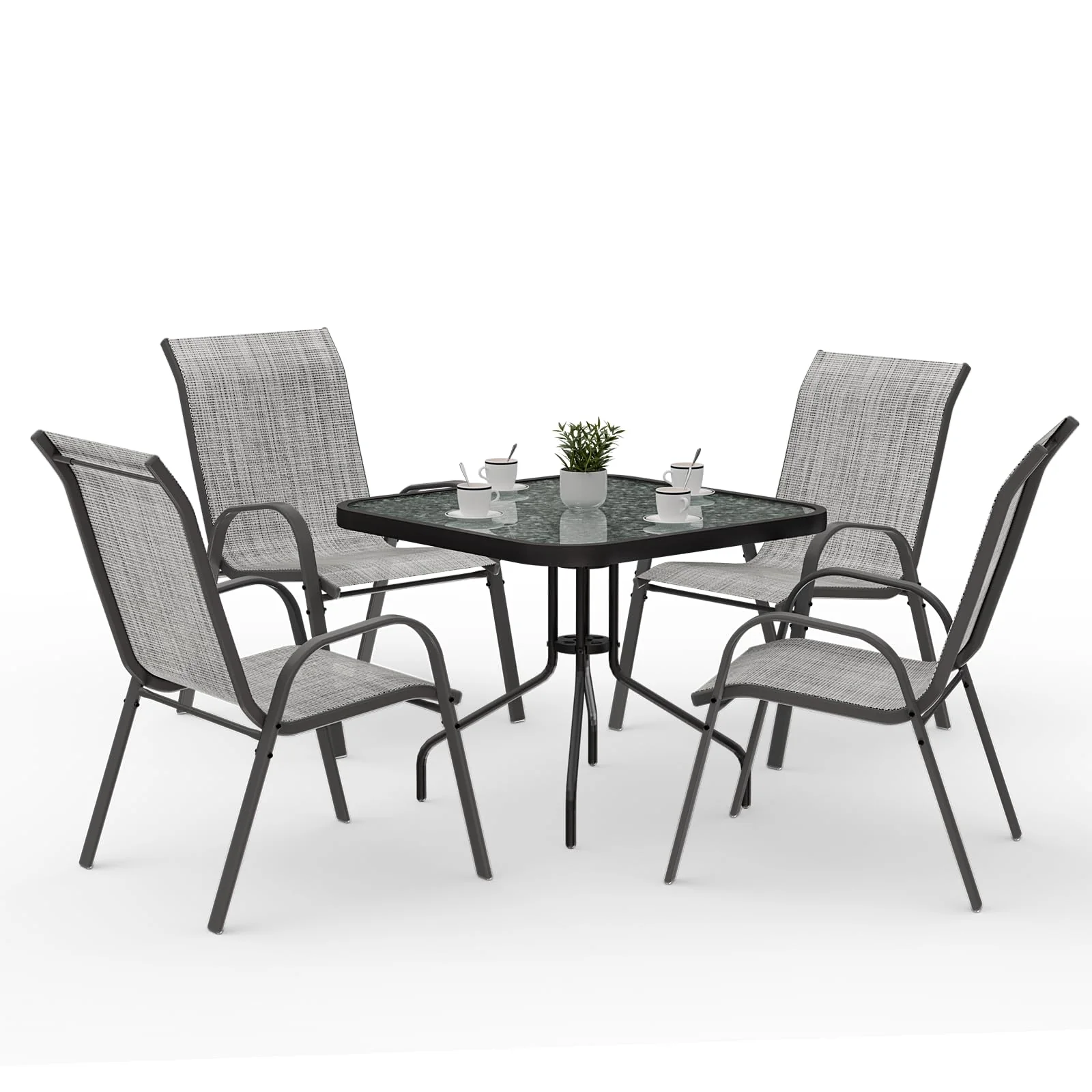 Amopatio Outdoor Dining Set of 5, Patio Table and Chairs Set