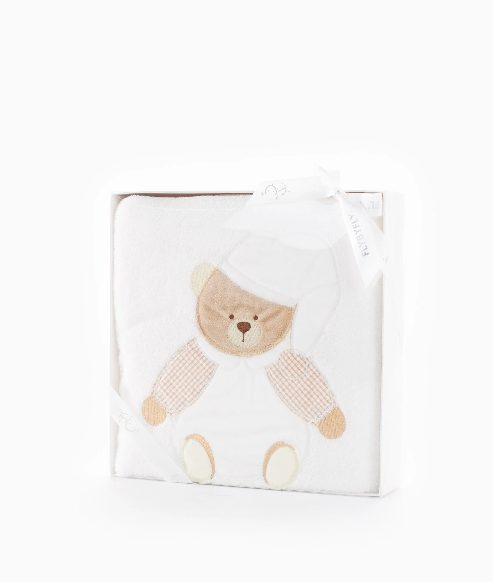 Classic Baby Towel | White & Beige