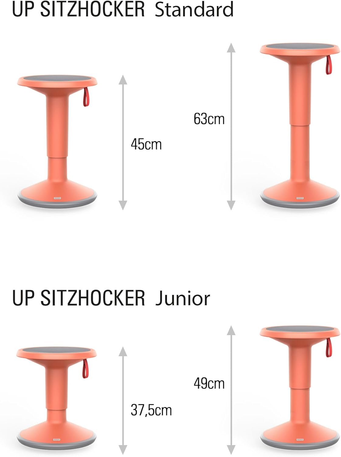 Interstuhl UPis1 - ergonomischer Sitzhocker mit Schwingeffekt - höhenverstellbar - Hocker mit rutschhemmender Standfläche & Kippschutz - Bürohocker (Lachsorange, UP Junior)
