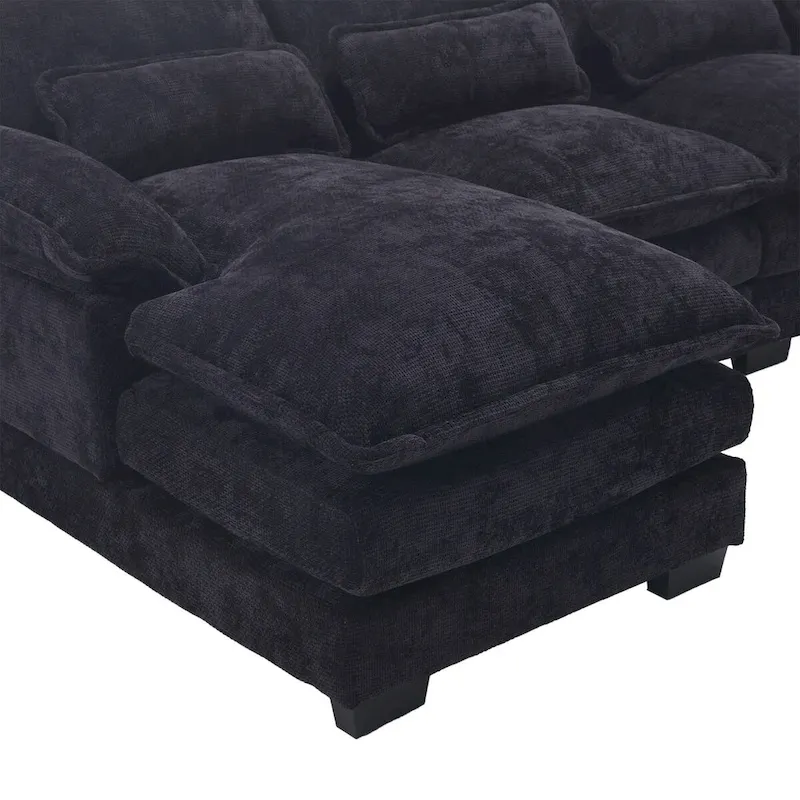U-Shaped Chenille Sectional Sofa - Reversible Modular Seating