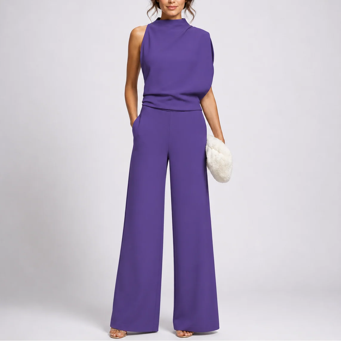 Women��s Sleeveless Jumpsuit Wide-Leg Silhouette