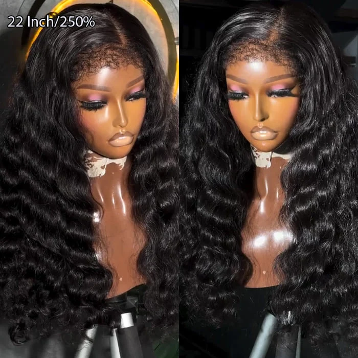4C Edges Glueless Loose Deep Wave HD Lace Wig 250% Density Glueless Popping And Fluffy Luxury Human Hair Wig