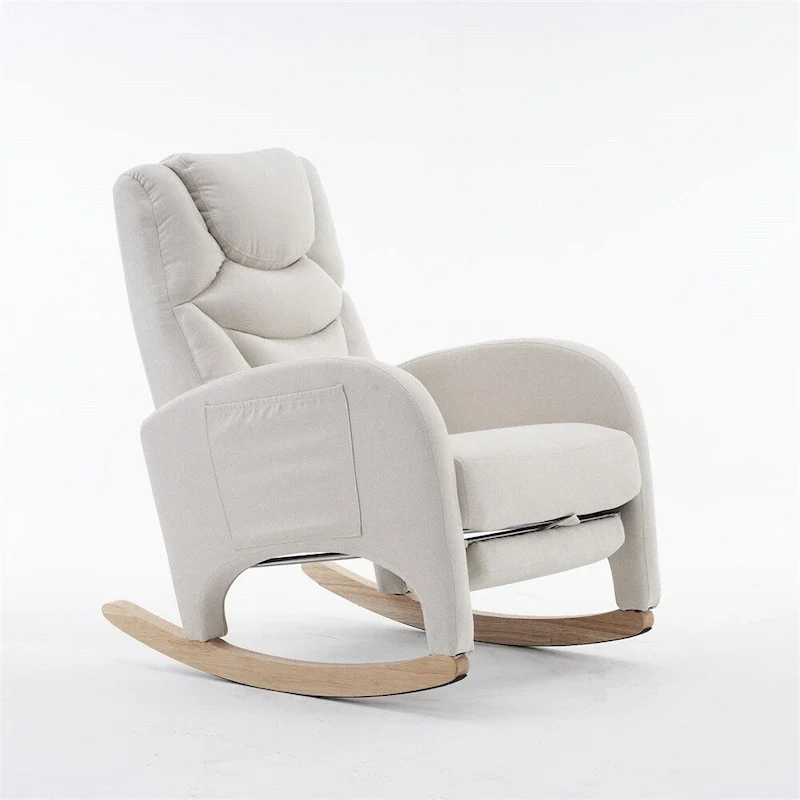 Ergonomic Fabric Nursery Rocking Chair With Adjustable Footrest