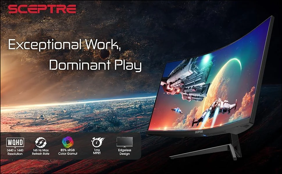 Sceptre 34 Inch 165Hz Curved Ultrawide WQHD Monitor