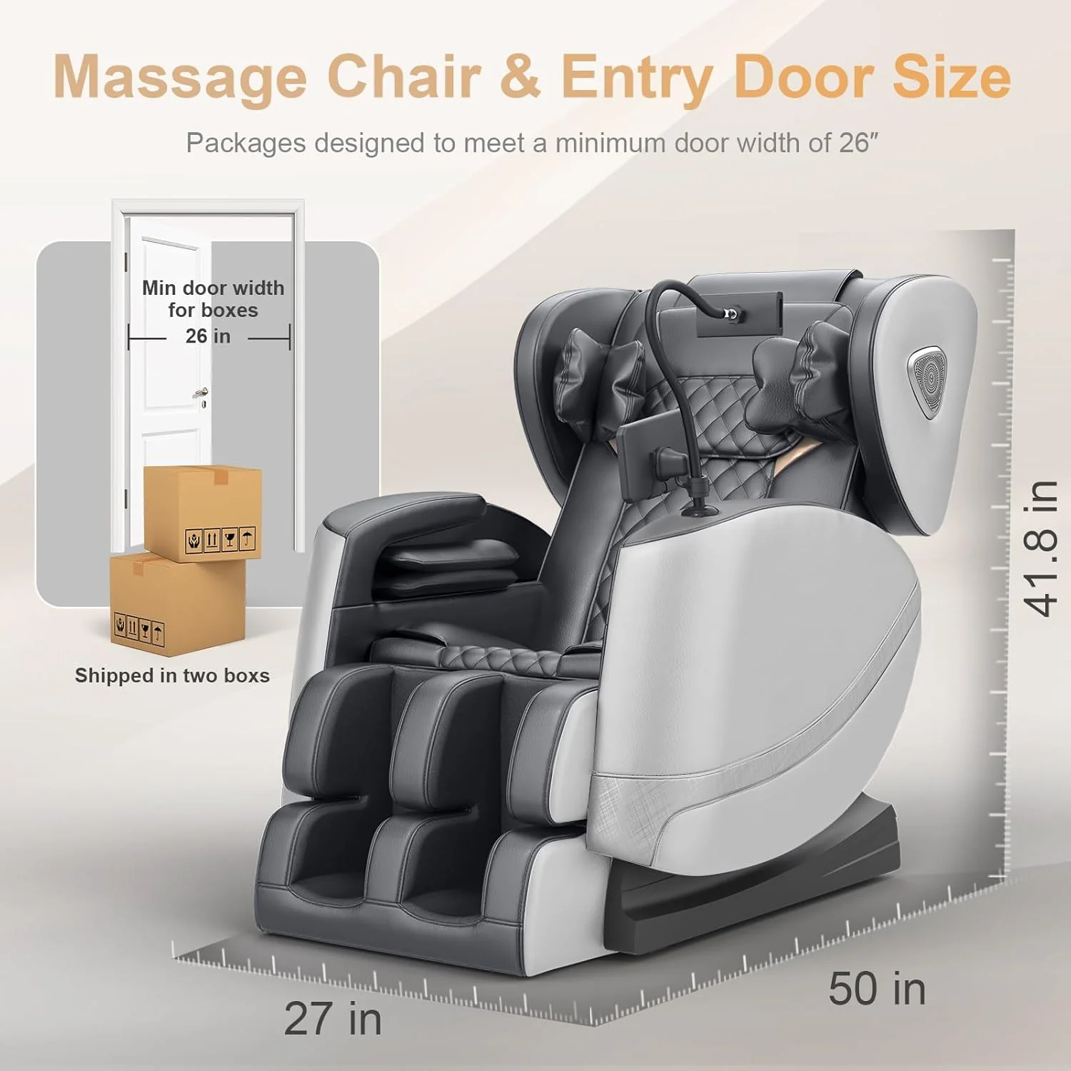 2025 Massage Chair Full Body, Zero Gravity Massage Chair with 10 Fix Rollers, Heating, Foot Massage, Auto Modes, Bluetooth Speaker, Touch Screen Controller (Black & Brown)