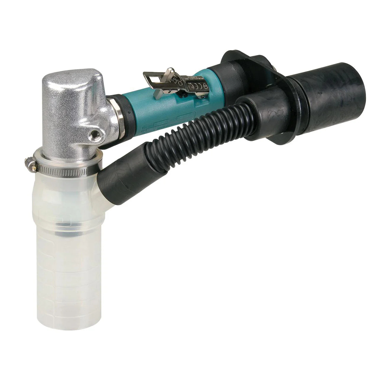 Dynabrade 56739  ~  .7 Hp 7 Degree Offset Die Grinder Central Vacuum 18000 Rpm Gearless Rear Exhaust 1/4 Inch & 6 mm Collets Extended Muffler