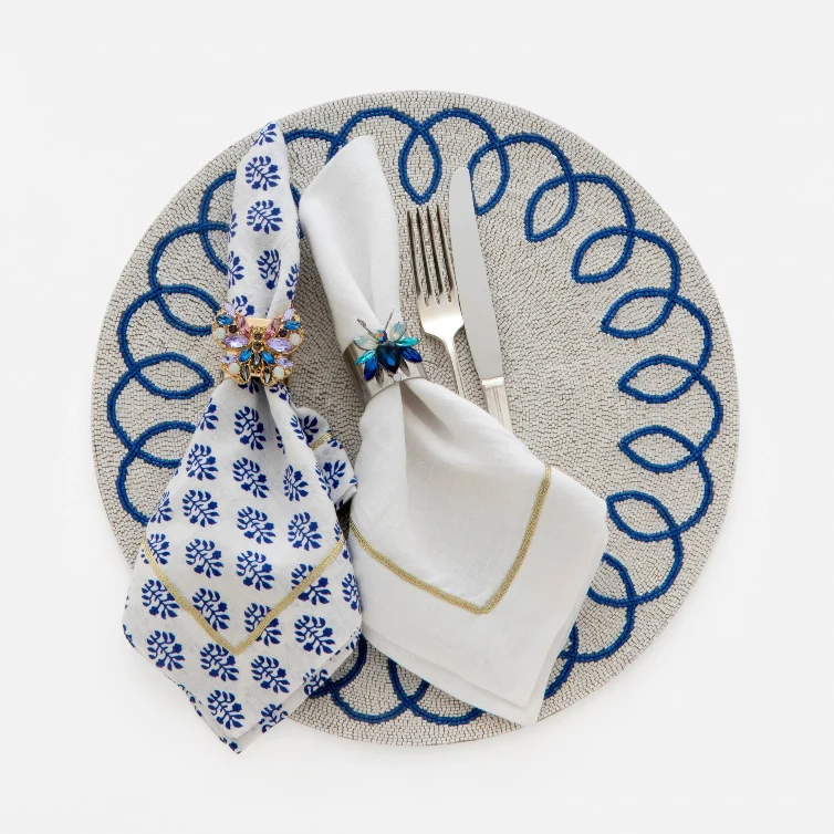 Rainbow Bug Napkin Rings, Blue, Set of 2
