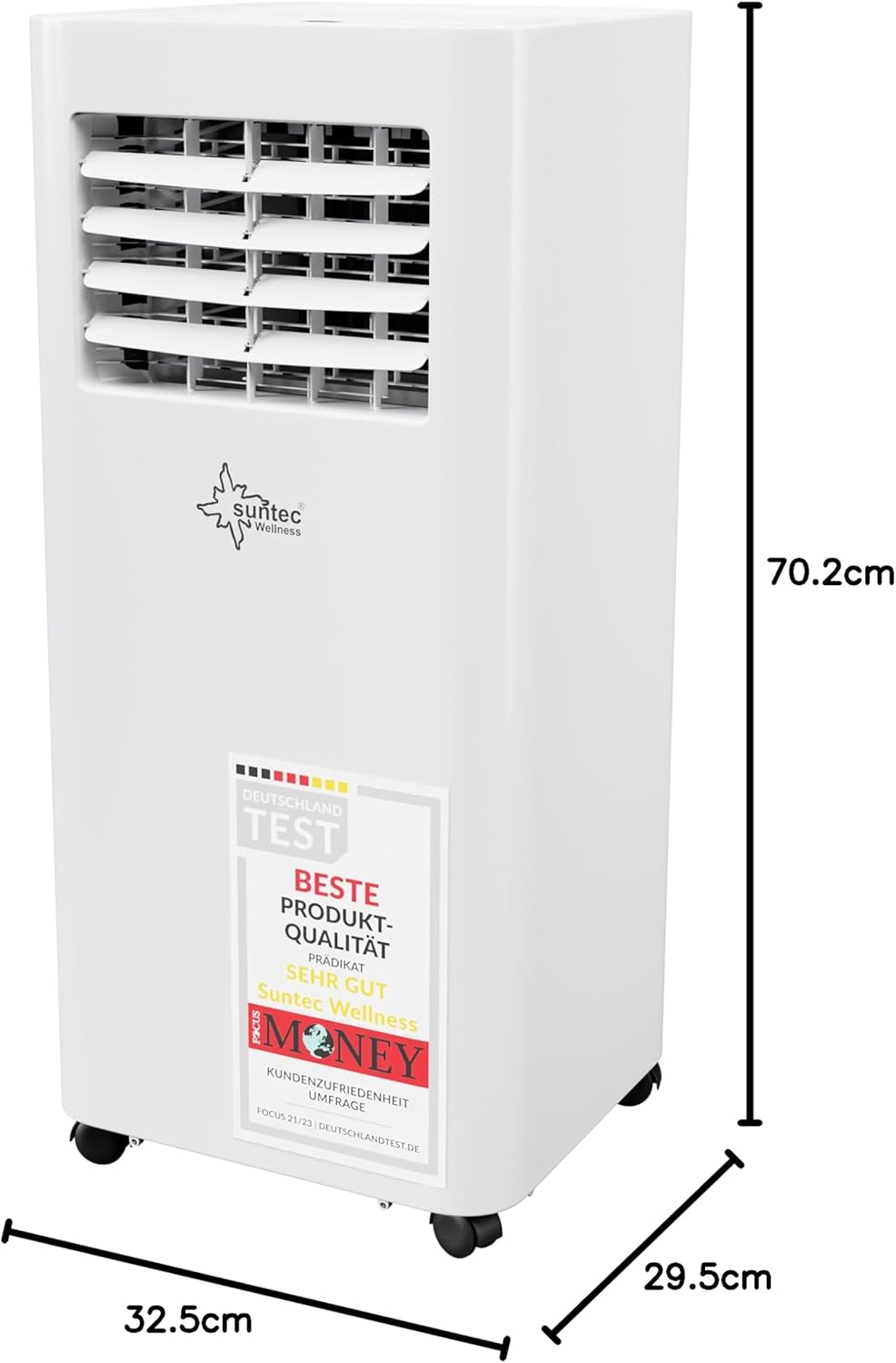 SUNTEC Mobiles Klimagerät Impuls 2.6 Eco R290 – Klimaanlage mobil und leise mit Abluftschlauch – Kühler & Entfeuchter für Räume bis 34 qm – Mobile Kühlung für Wohnung & Büro – 9.000 BTU | 2600 Watt