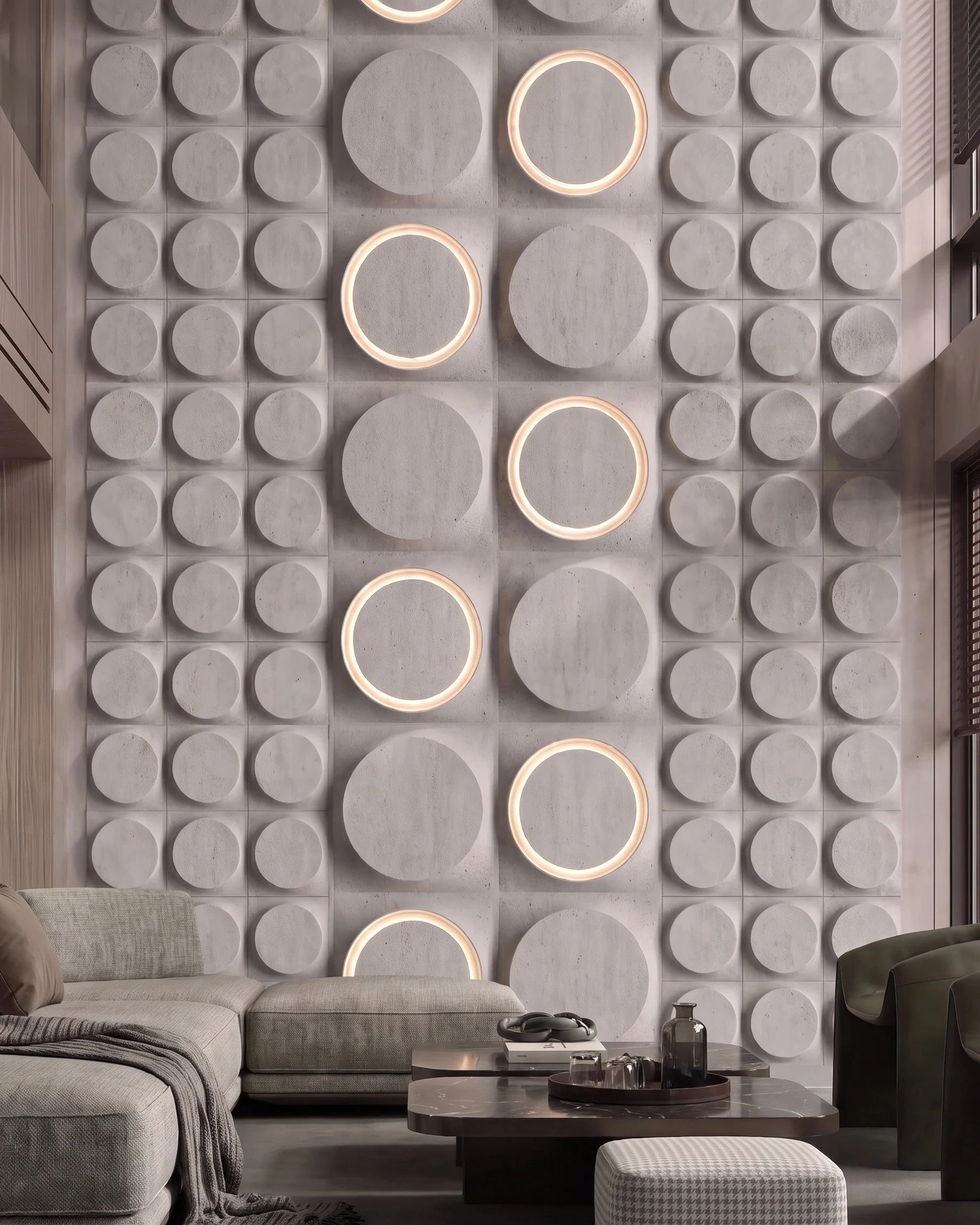 GYPSUM 3D WALL PANEL | COSMIC 0012 + LED LARGE