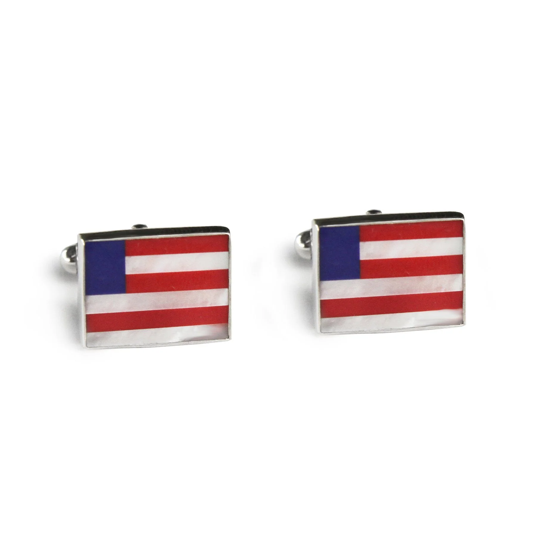 Rectangle Flag Inlay Cufflinks, Sterling Silver