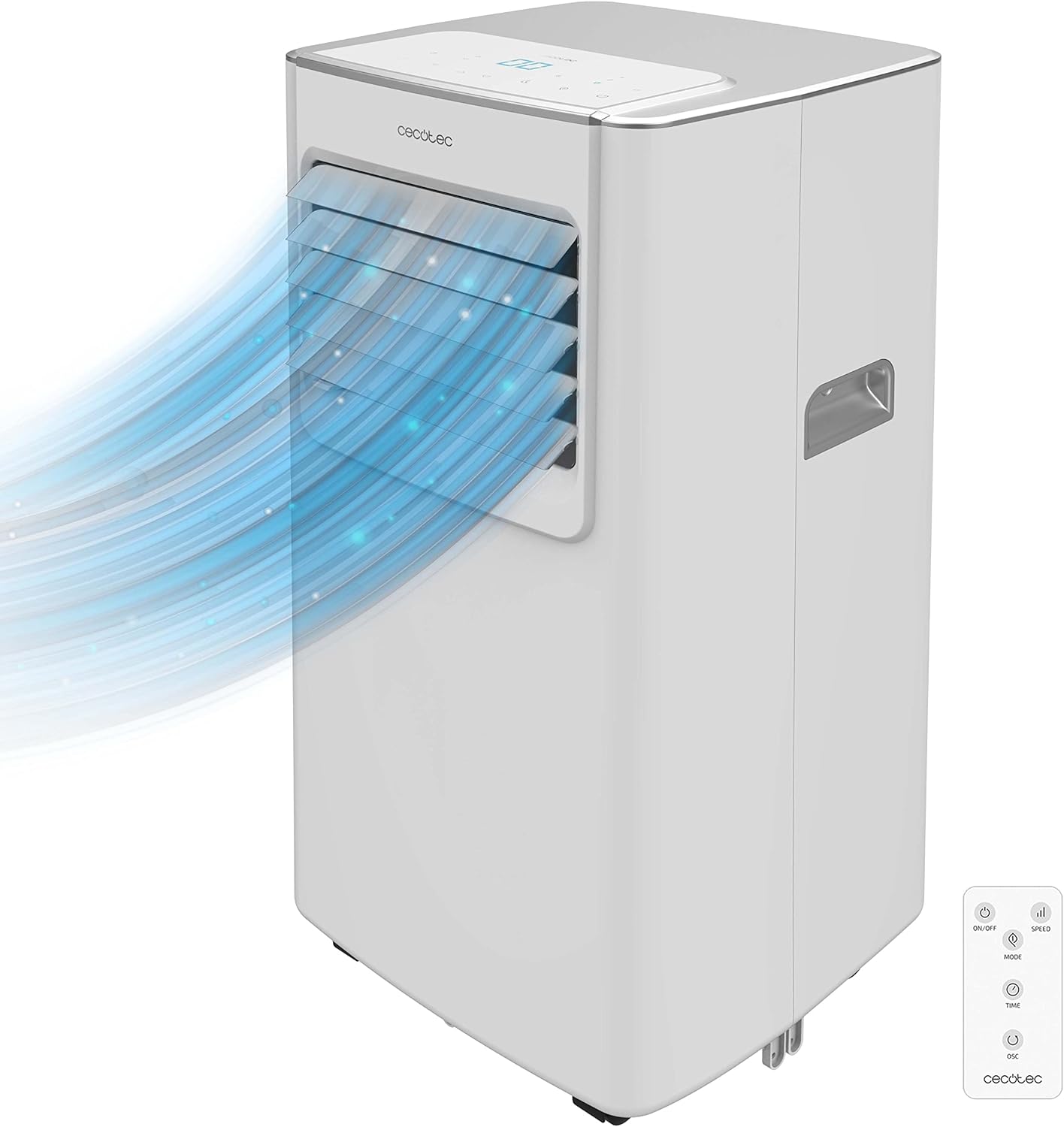 Cecotec Tragbare Klimaanlage mit Fernbedienung ForceClima 7100 Soundlos. 7000 BTU, Soundless Technology, LED -Bildschirm, 4 Modi, 2 Geschwindigkeiten, Abdeckung von bis zu 15 m2