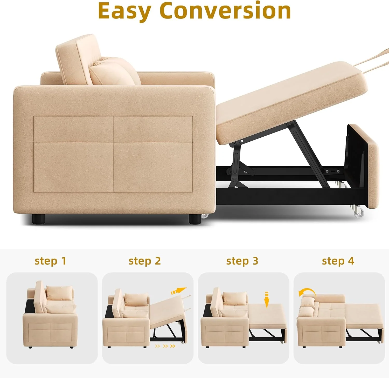 DWVO 3-in-1 Convertible Sofa Bed, 55