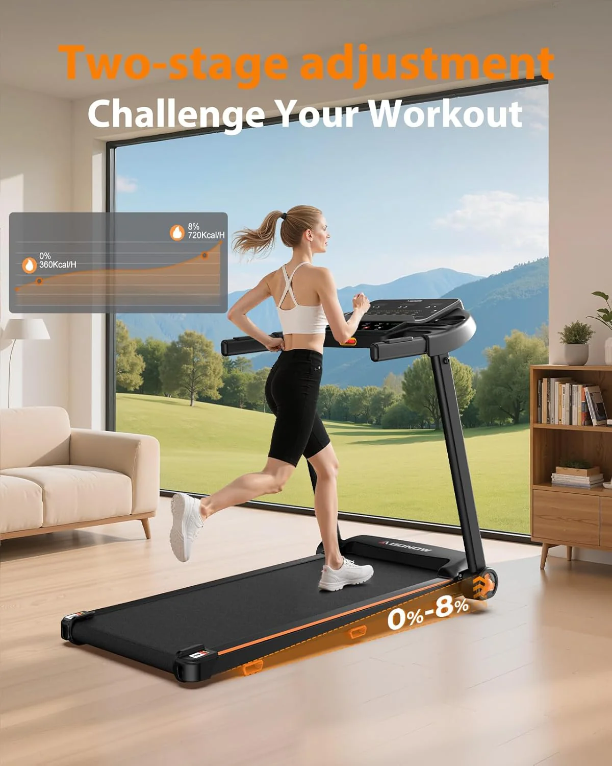 Foldable Treadmill for Home with Incline Extra Large Dual LED Screen Home Office Treadmills