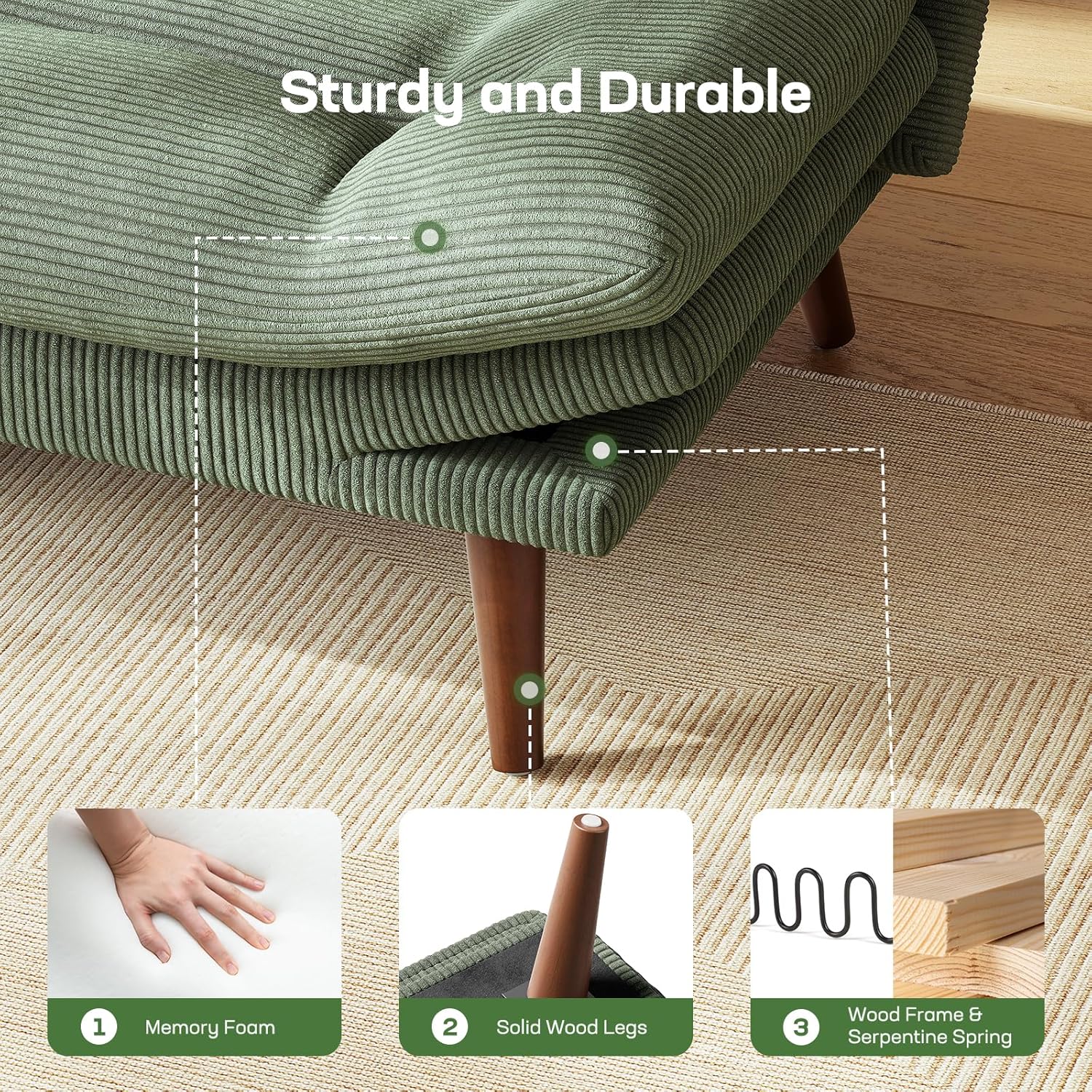 Futon Sofa Bed Futon Sofa with Adjustable Back and Armrests Converts to Small Sleeper Sofa Bed