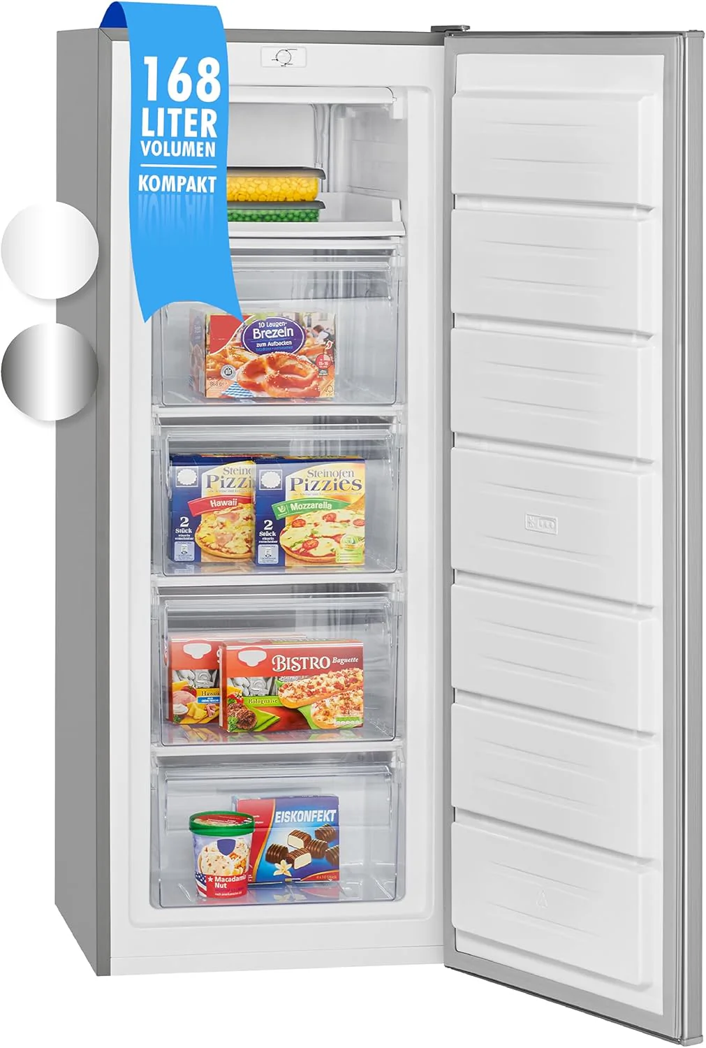 Bomann vriezer | diepvriezer | inhoud 168 liter | verwisselbare deuraanslag | 4-sterren vriesvak | GS 7340 inox