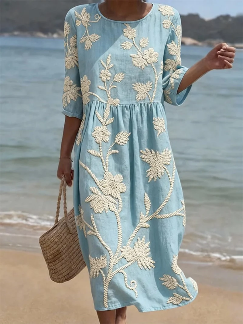 Womena??s Floral Midi Dress Lightweight Summer Style
