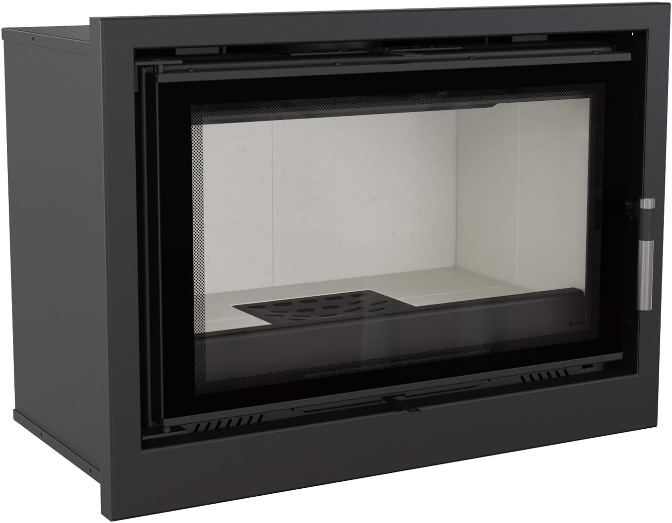KRATKI Inserto camino a legna ventilato ARKE 80 cm 12 kW - vetro ceramico autopulente e doppia combustione, resa termica 75 percento - Ecodesign e BImSchV 2