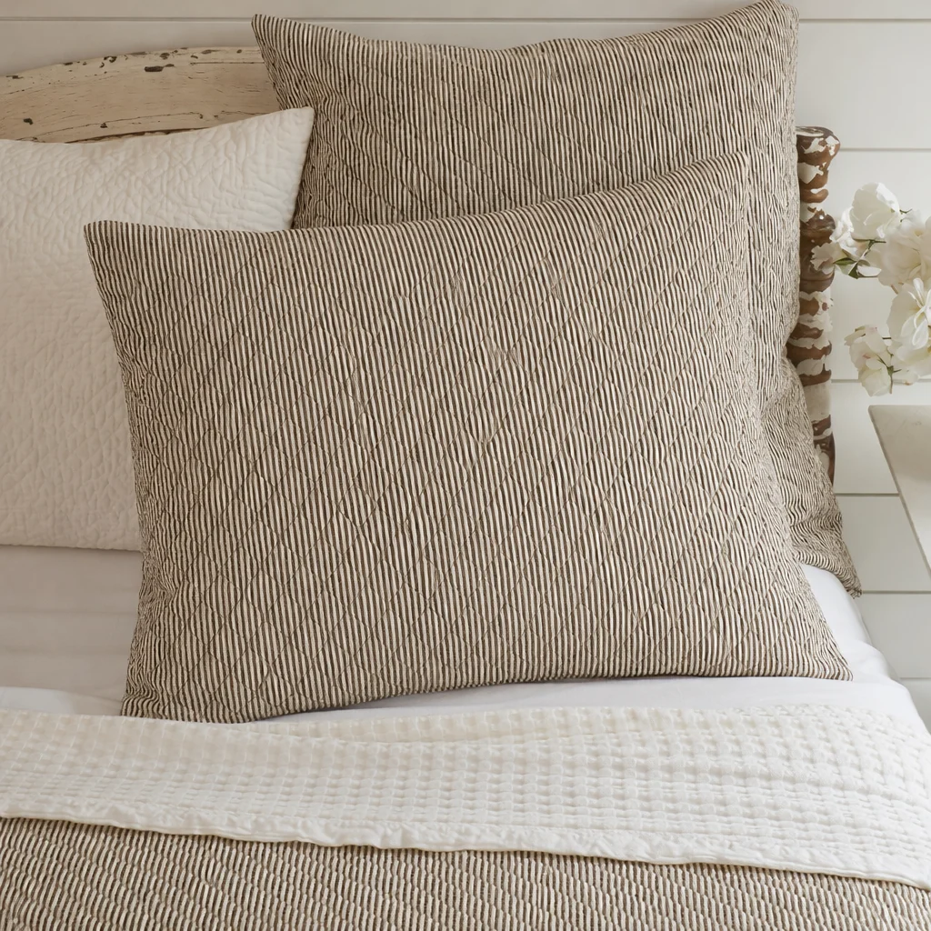 Pinstriped Brown Striped Quilted Pillow Sham