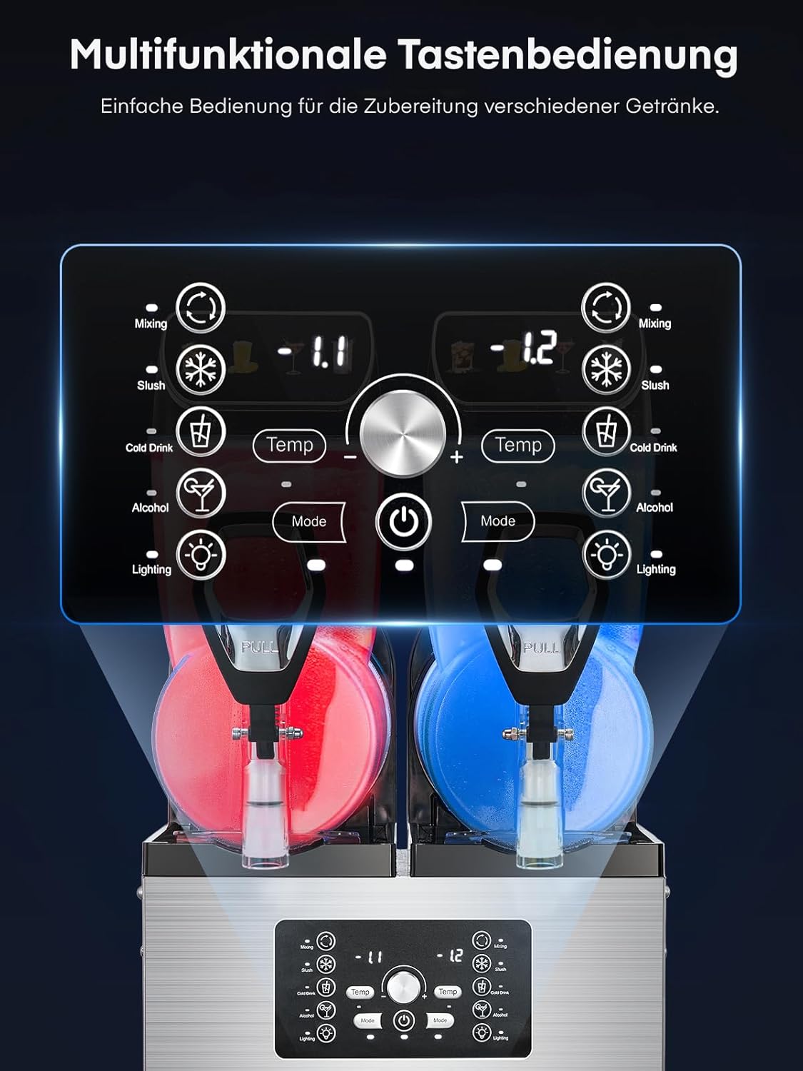 FOHERE Kommerzielle Slush Maschine, 30L Tanks Slush Eis Maschine,Unabhängige Tank Kontrolle, Slushie Maschine für Restaurants Café Bars Party
