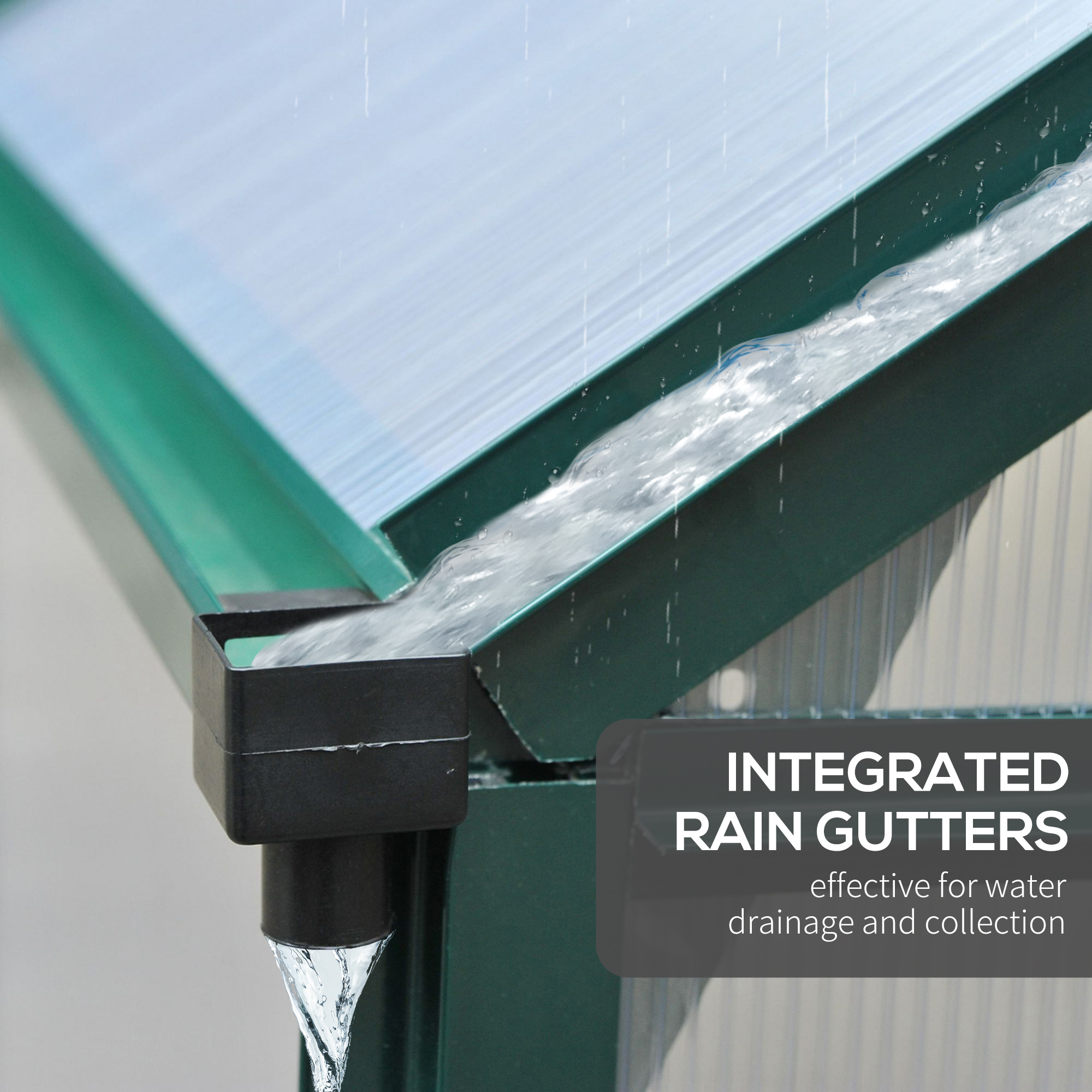 Outsunny aluminium kas met dakraam deur 190 x 192 x 201 cm, groen + transparant