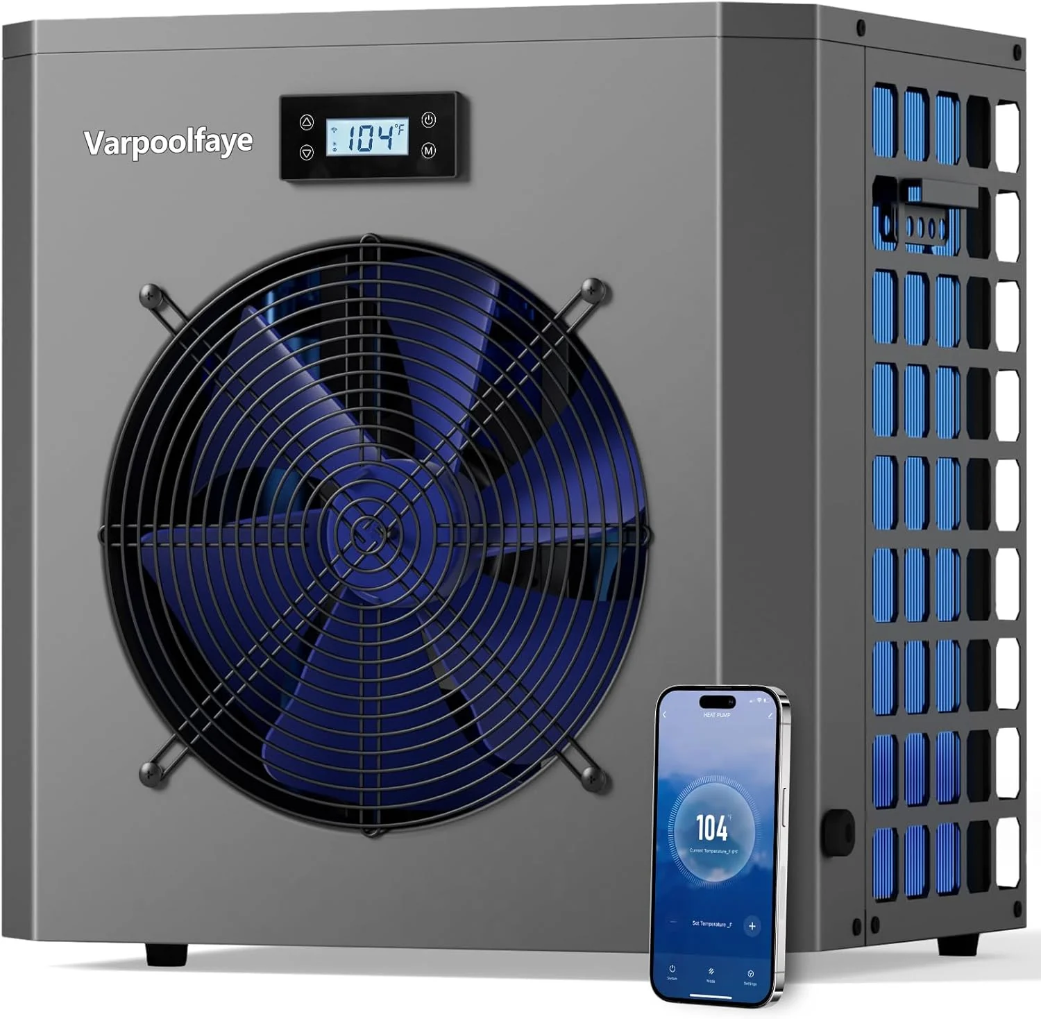 5KW elektromos medence hőszivattyú föld feletti medencéhez medencefűtés hőszivattyú úszómedencéhez 20 000 l-ig 20 m³ WiFi vezérlés 220v 240v 50Hz