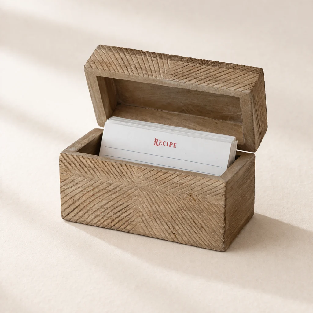 Hand-Carved Mango Wood Recipe Box