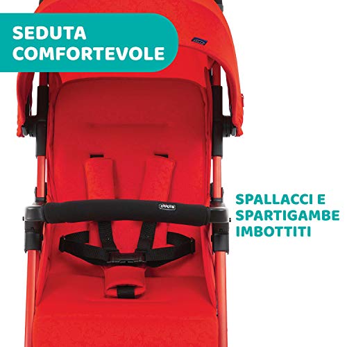 Chicco OHlalà 3 Passeggino Ultraleggero da 0 Mesi a 15 kg, Passeggino Reclinabile e Pieghevole con Cestello Capiente, Chiusura Compatta, Parapioggia e Cappottina Estendibile   Rosso : Prima infanzia