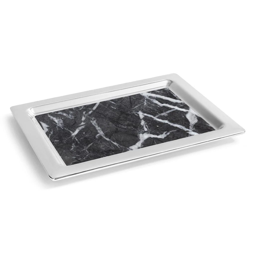 Dual Marble Tray, Carnico - Silver