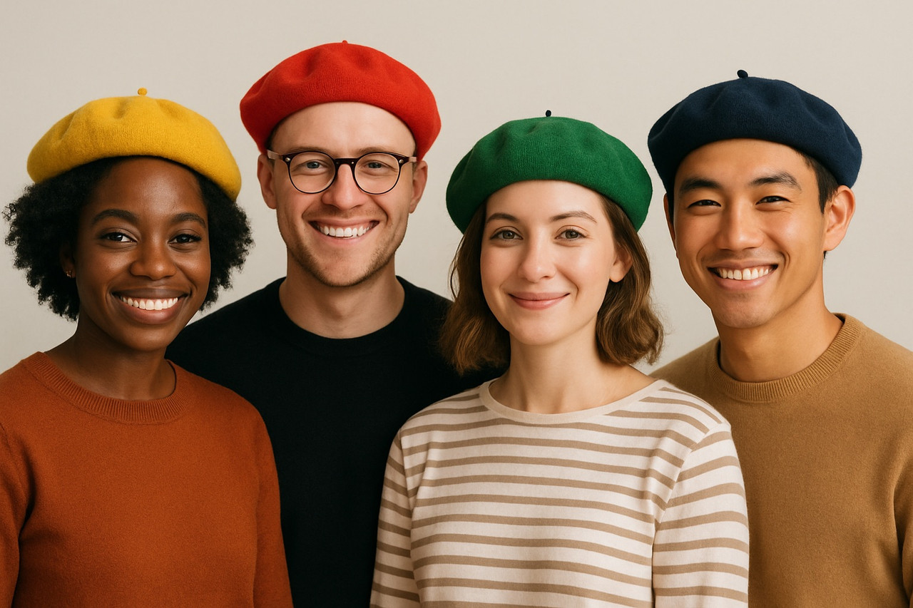 Bulk Wool Berets Artist Hat Mixed Colors  22.5