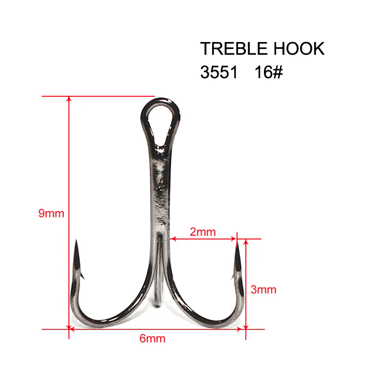 60 x Quality Chemically Sharpened Treble Hook 16# Fishing Tackle
