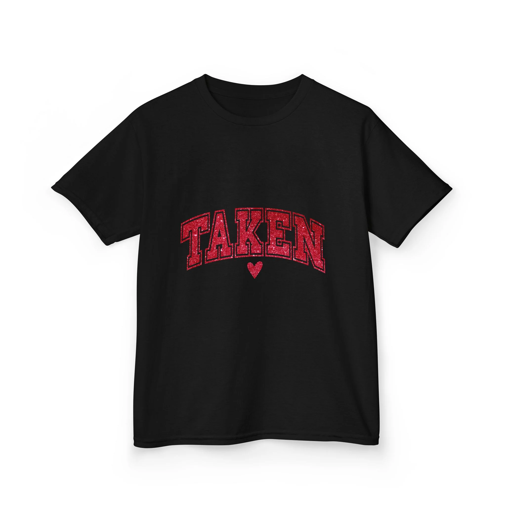 Taken Kids Tee | Red College Lettering, Small Heart
