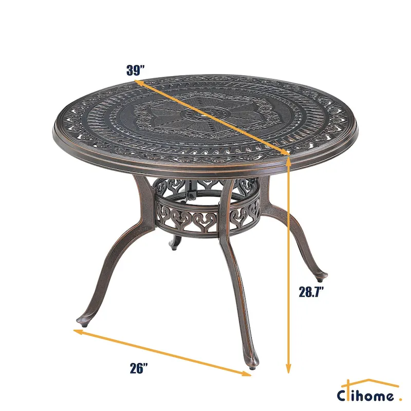 5-Piece Cast Aluminum Patio Dining Set with 4 Swivel Chair
