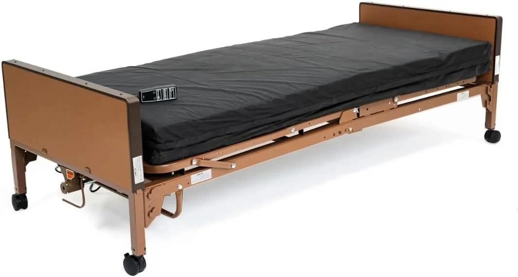 Fully electric hospital bed set, foam mattress, half side rails