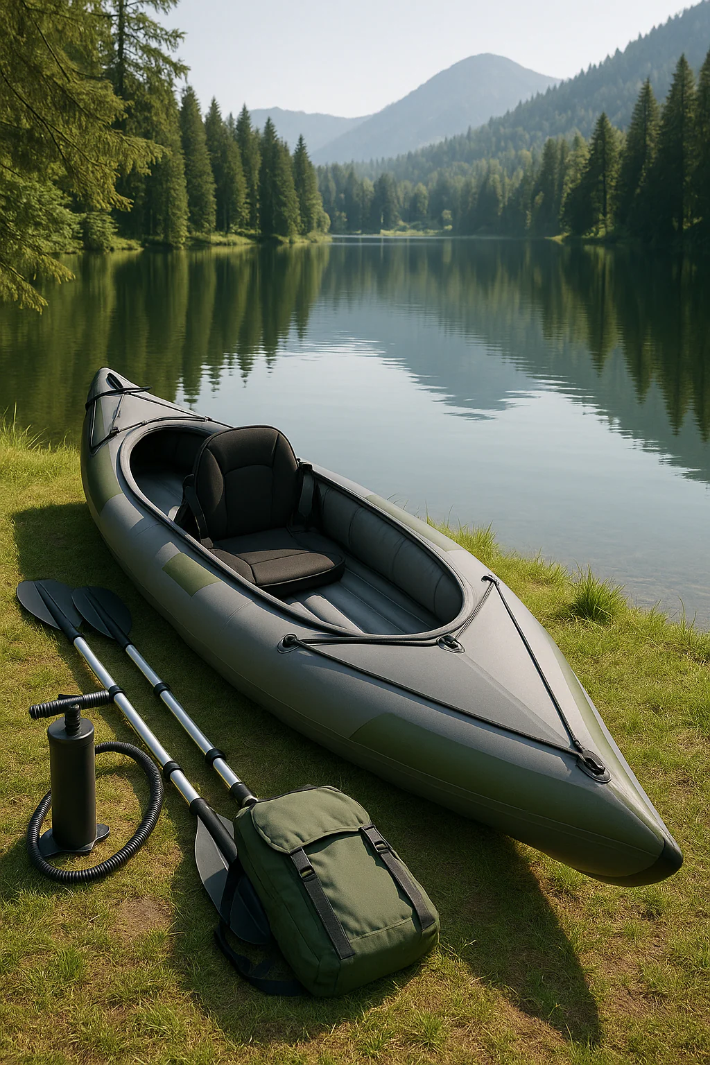 Enkelt oppustelig kajak med samlefunktion, mrkegr PVC, s-flod eventyr, 320x82x34cm QzttEAc500Bv