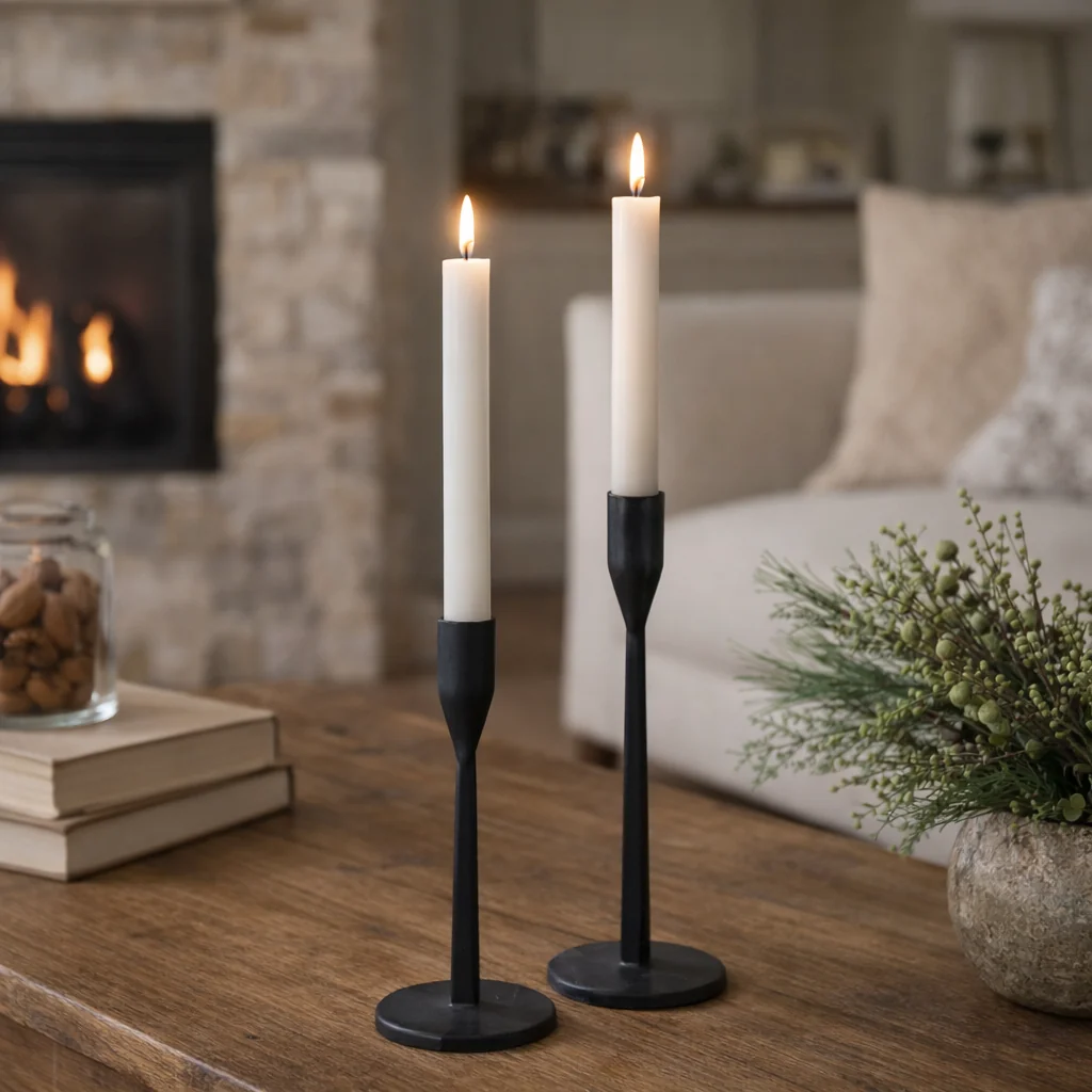 LED Wax Taper Candle Set