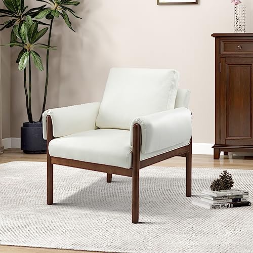 HULALA HOME Sedia da Lettura Sedia Laterale Moderna Rimovibile Cuscini per Schienale e Braccioli Imbottiti Extra Spessi Divani Sedie Gambe in Legno Massello per Soggiorno Camera da Letto Bianco : Amazon.it: Casa e cucina