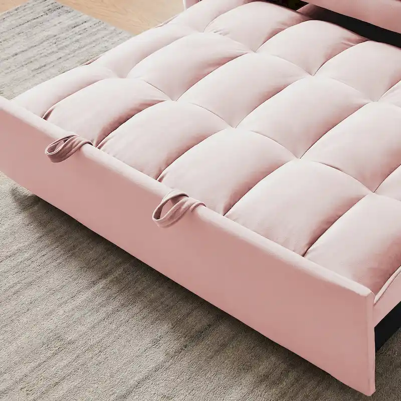 Modern Velvet Loveseat Futon Sofa Couch Pullout Bed,Small Love Seat